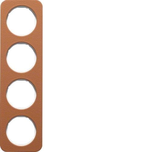 Plaque de recouvrement 4 postes R.1 Cuir Bruin / Blanc polaire