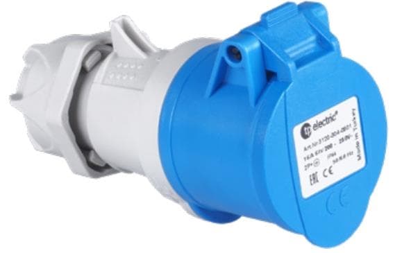 Fiche CEE femelle 4 x 16A 200 - 250Vac 9h Bleu IP44 avec raccords à visser