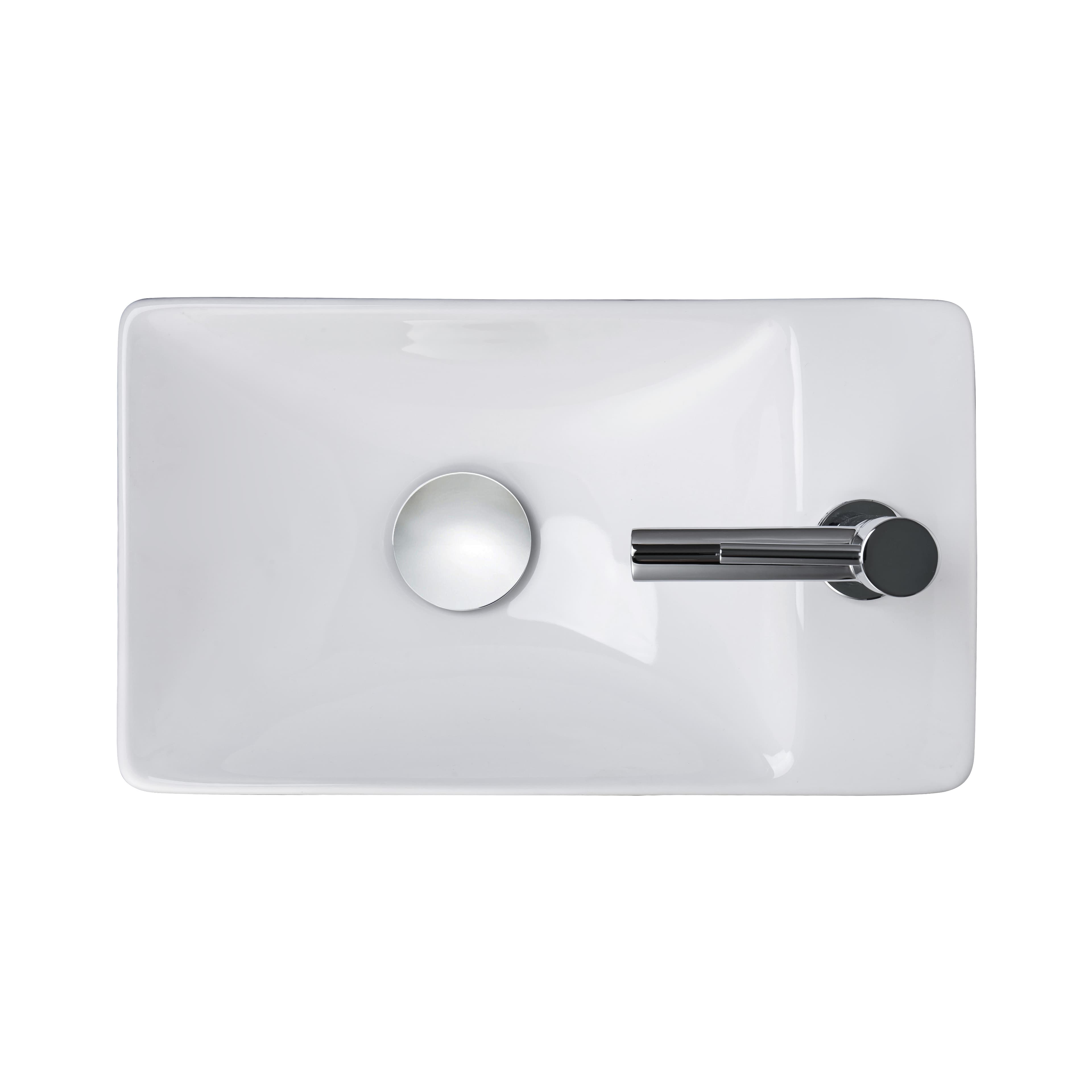 ENSEMBLE LAVE-MAINS ALONI ESSI COMPLET – AVEC LAVE-MAINS DROITE, ROBINET, BONDE DE VIDANGE ET SIPHON – BLANC BRILLANT - CHROME
