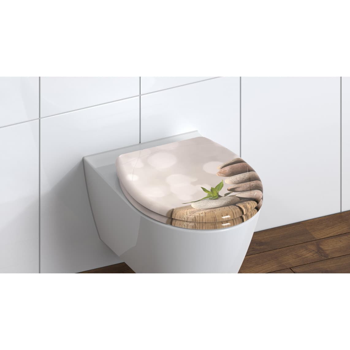 82380 abattant WC en Duroplast STONE PYRAMID, avec frein de chute et déclipsable