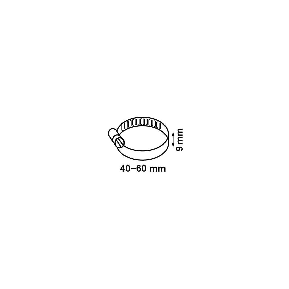 98539408 collier de serrage 9 mm Largeur de bande, galvanisé, 40 - 60 mm