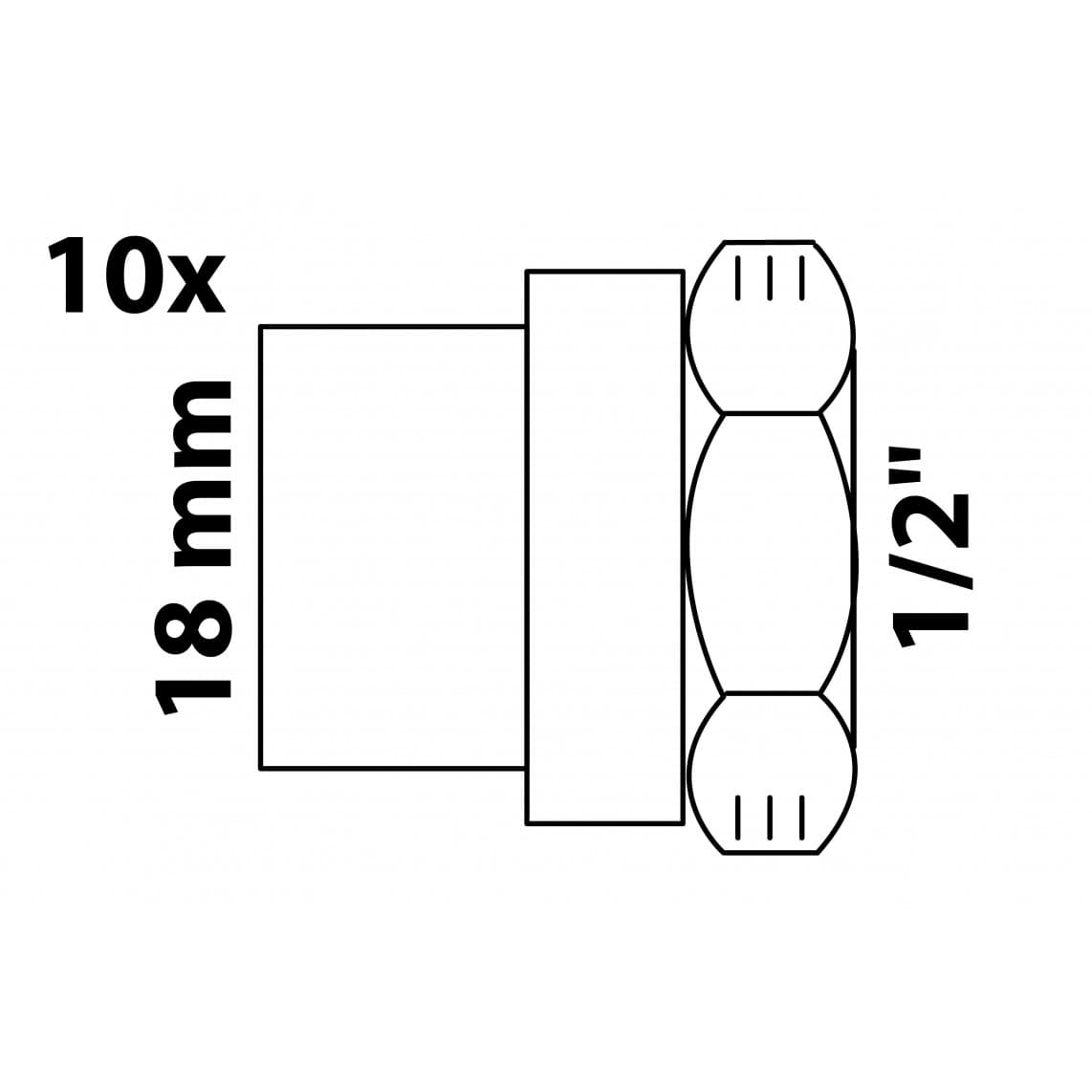 989108655 BR manchon de transition, vierge, 18 mm x 1/2" F, 1 manchon (4270g) (10x)