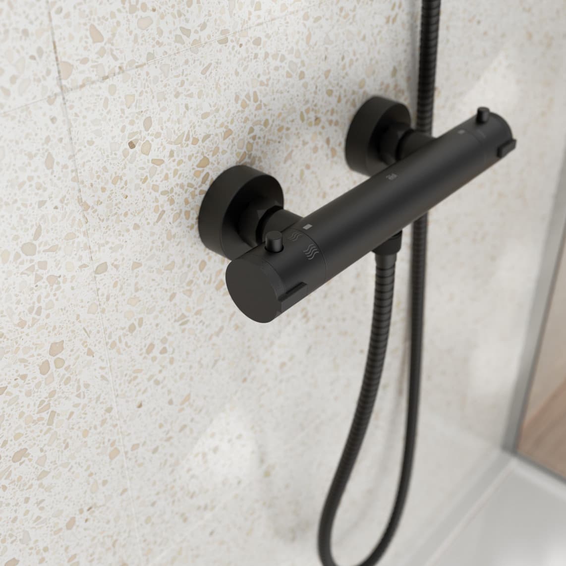 CLT168ACRBL CLAUDIO Mitigeur thermostatique de douche, noir mat