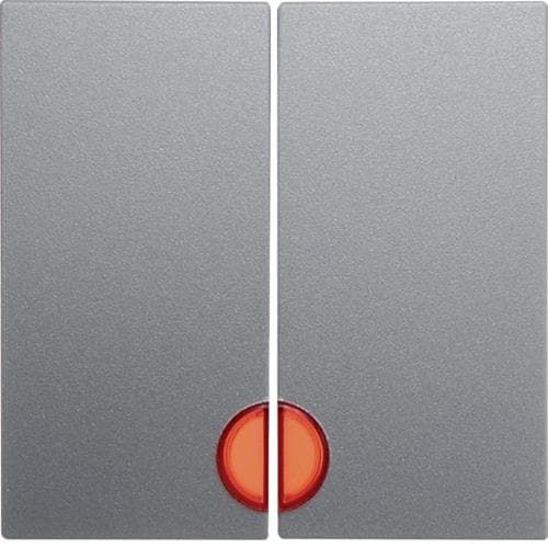 Touche avec voyant Rouge Berker S.1 / B.3 / B.7 Alu, mat