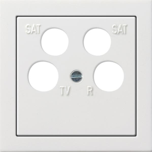 Plaque centrale 4 x (50 x 50mm) pour prise d'antenne coaxiale avec 2 connexions SAT en plus Blanc