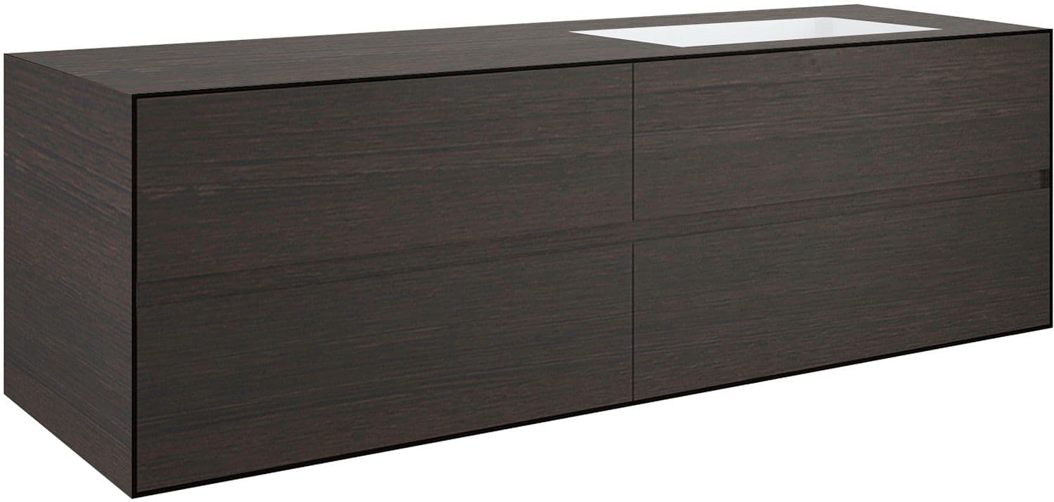 SOUS MEUBLE 4 TIROIRS+ LAVABO SOUS ENCASTRER DROITE TENSO 160CM SANS TROU ROBINET WENGE
