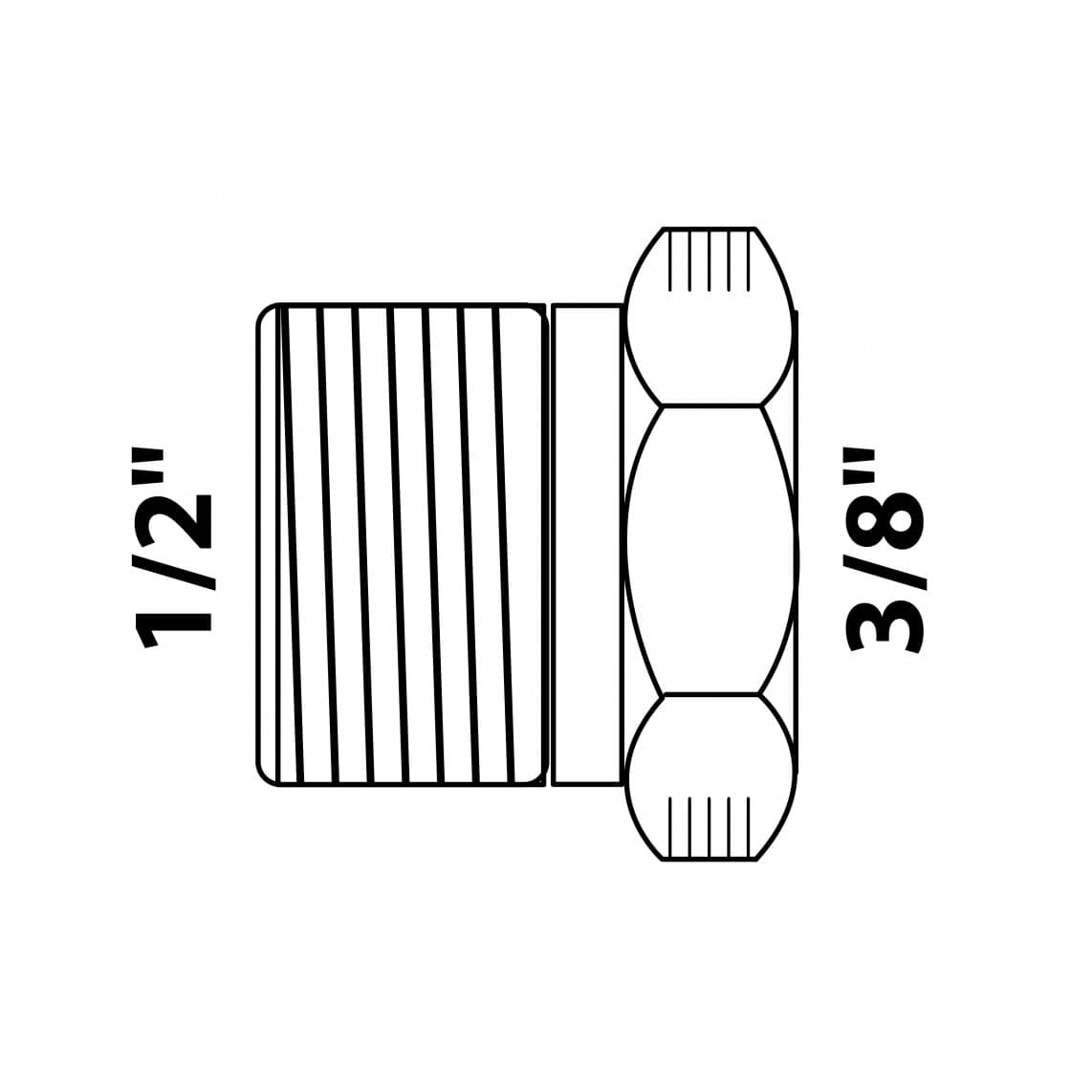989331355 Raccord réducteur en laiton, vierge, 1/2" M x 3/8" F