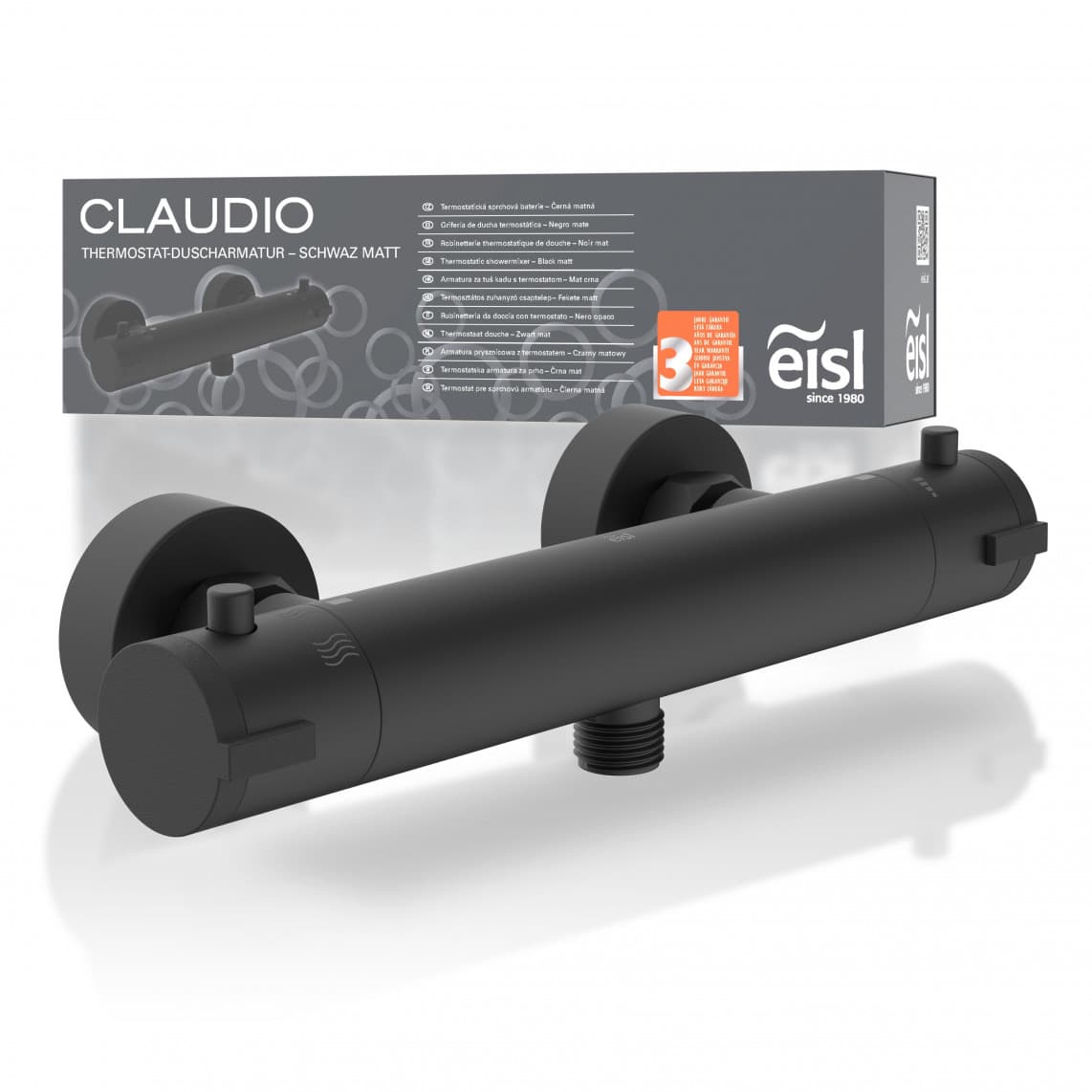 CLT168ACRBL CLAUDIO Mitigeur thermostatique de douche, noir mat