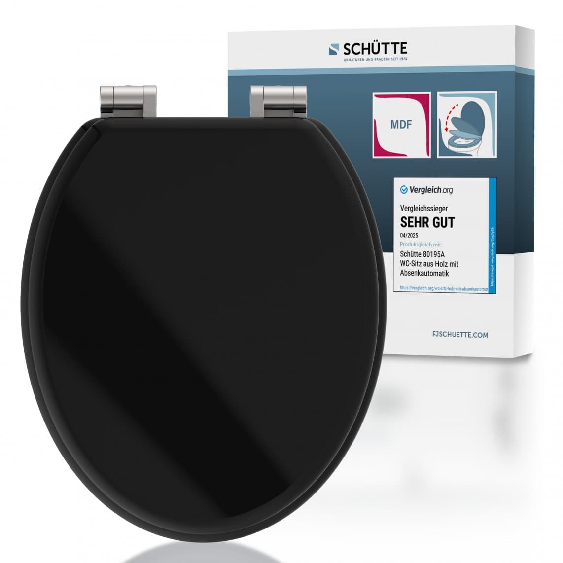 80106 abattant WC en MDF SPIRIT BLACK, avec frein de chute
