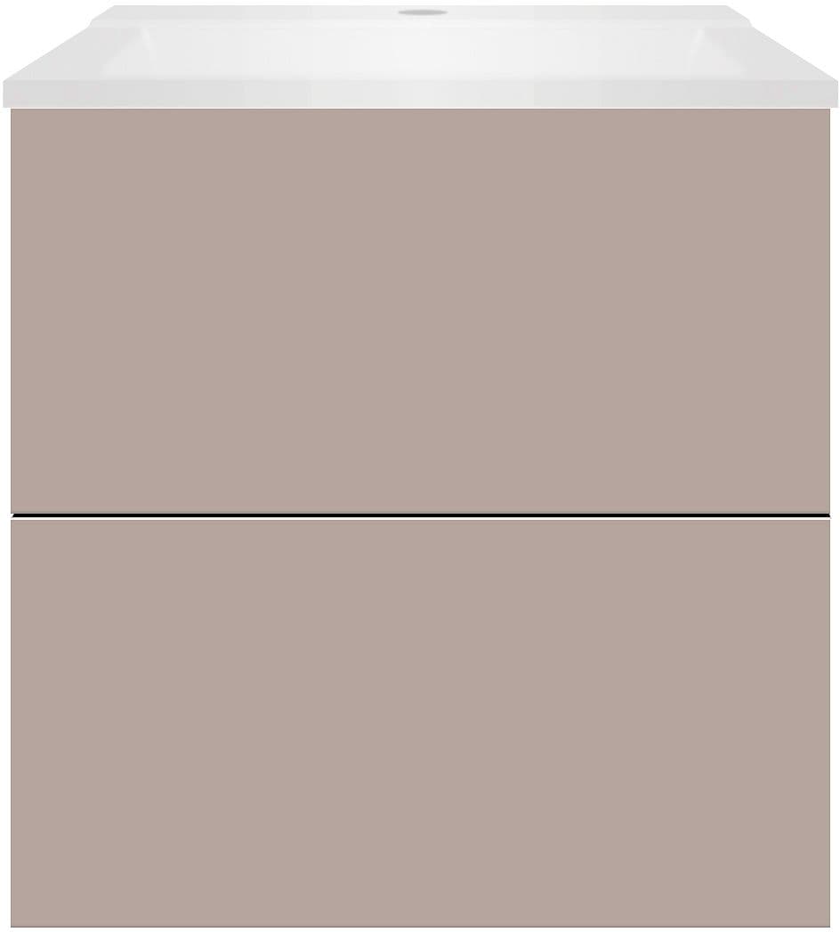 SOUS MEUBLE COFFEE 2 TIROIRS 60 MAT BASALTGRIJS+LAVABO BLANC