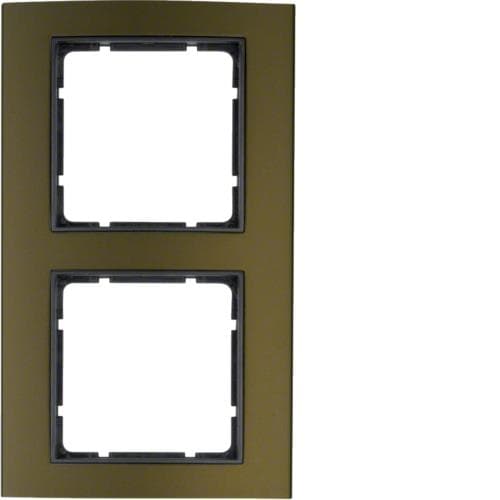 Plaque de recouvrement 2 postes Berker B.3 Alu, Marron / Anthracite