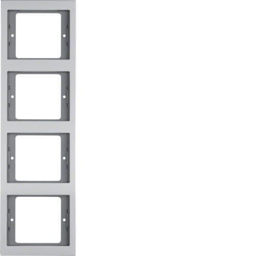 Plaque de recouvrement 4 postes pour montage vertical Berker K.5 Alu