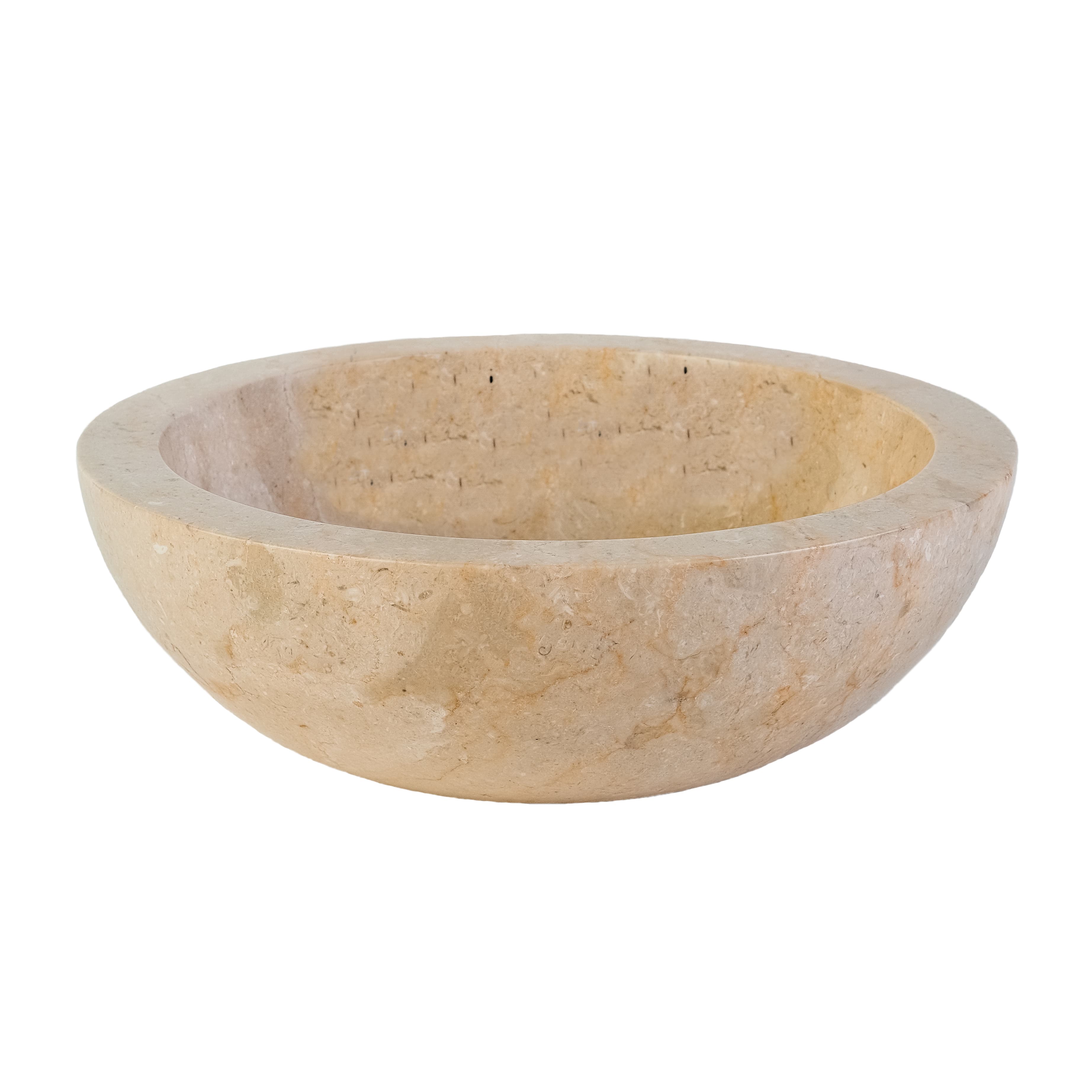 VASQUE EN PIERRE ENTIÈREMENT POLIE- MARBRE CRÈME 35x12CM
