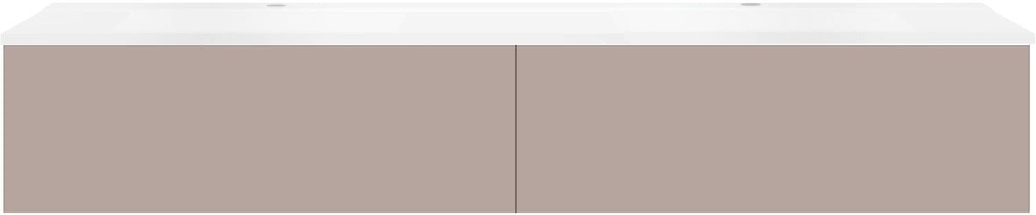 SOUS MEUBLE COFFEE 2 TIROIRS 180 DUO BASALTGRIJS +DOUBLE LAVABO BLANC
