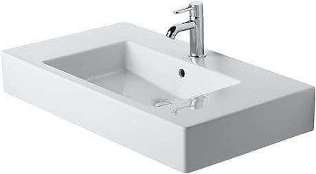 VASQUE MEUBLE VERO DURAVIT 125CM + TROU ROBINET BLANC