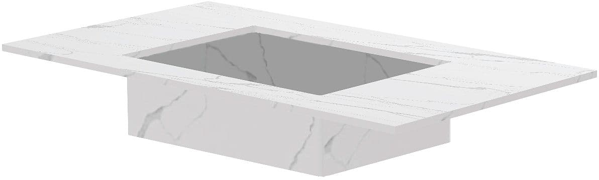 TABLET MARBRE CERAMIQUE PURO LAVABO S L90 H1,2 SANS TROU ROBINET WHITE CALACATTA