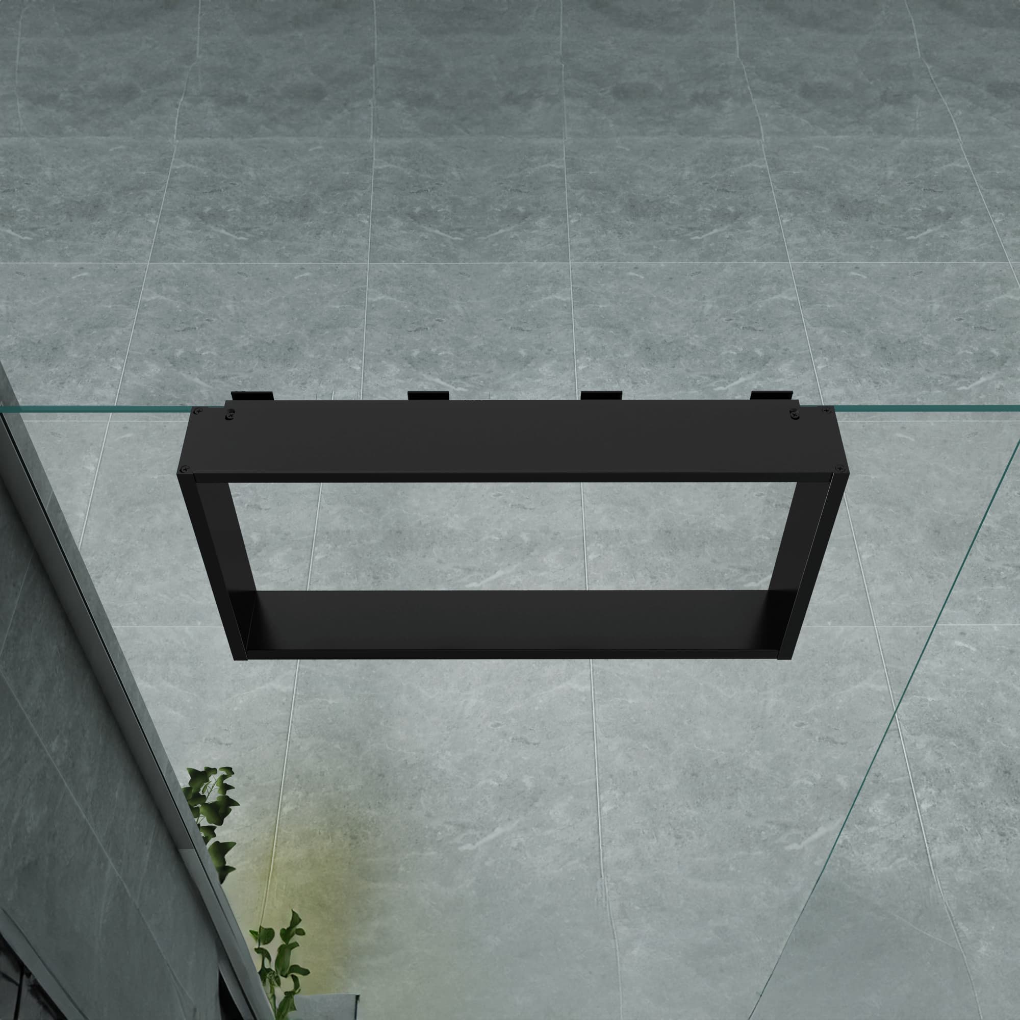 NICHE DE SURFACE POUR PAROI DE DOUCHE - 4 CROCHETS À SERVIETTES - ALUMINIUM - 60X30X8 CM - NOIR MAT