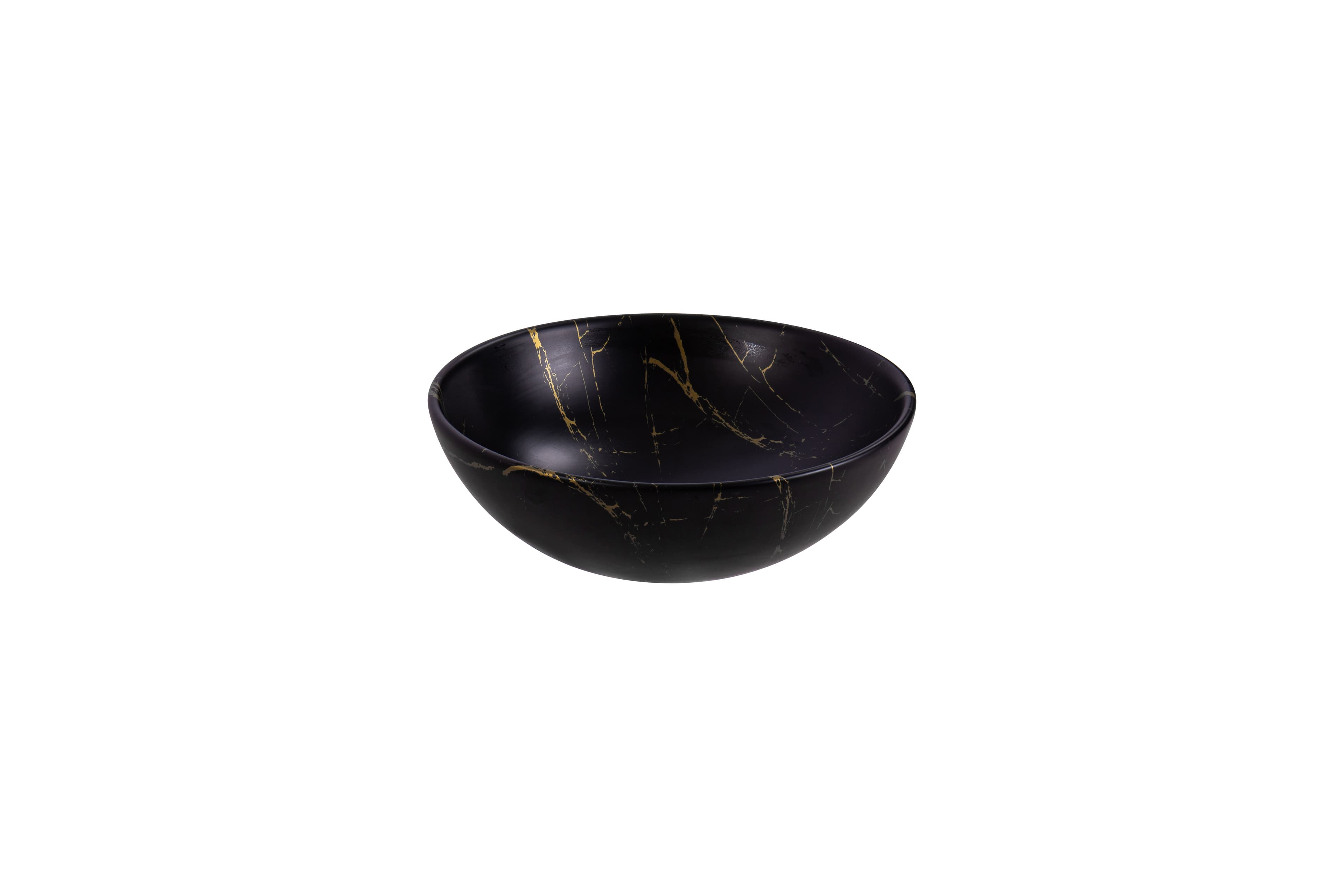 ALONI tivra lavabo - à poser – sans trop-plein – sans trou de robinet – avec bonde clic-clac – céramique – 38X13X38 cm – marbre noir/or