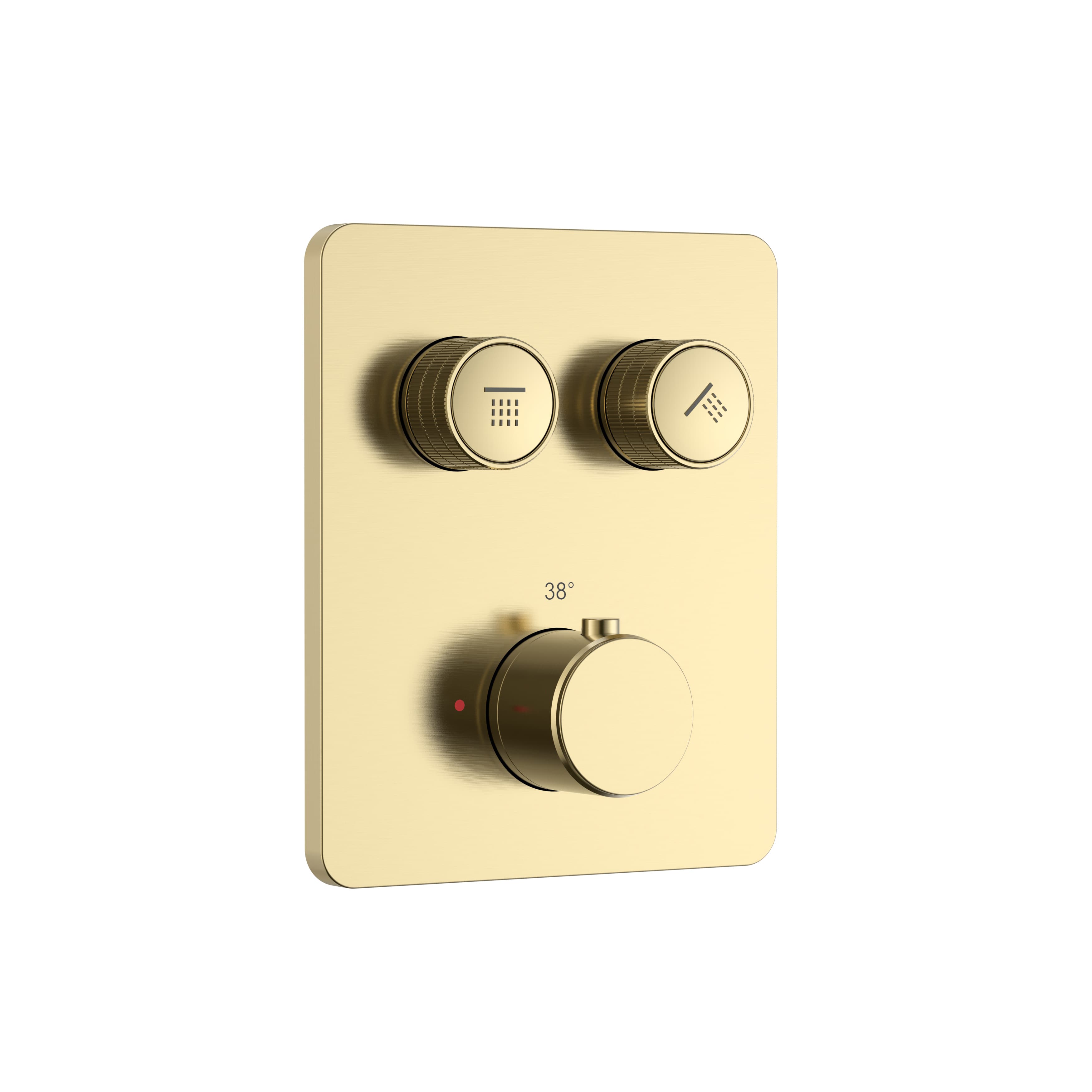 Stria shower mixer – 2-WAY – thermostatic – striated push buttons – recessed box – Belgaqua – brushed gold (PVD)