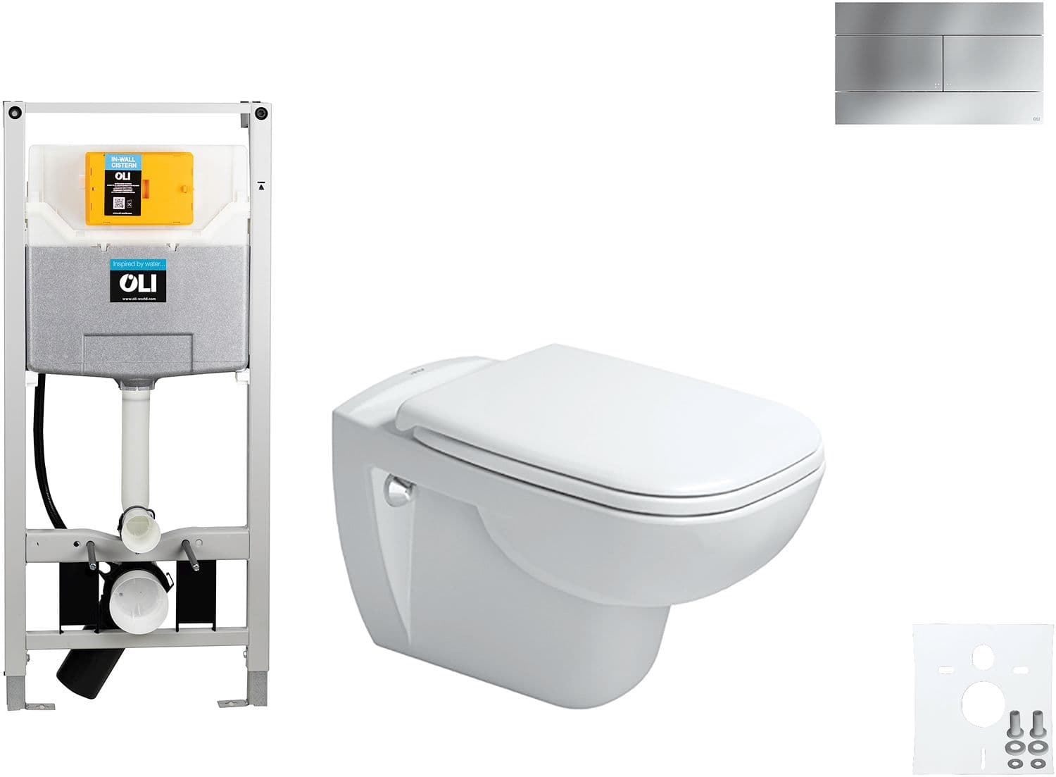 WALLFIX OLI WC SUSPENDU D-CODE DURAVIT CODE SOFT-CLOSE SLIM MAT CHROME
