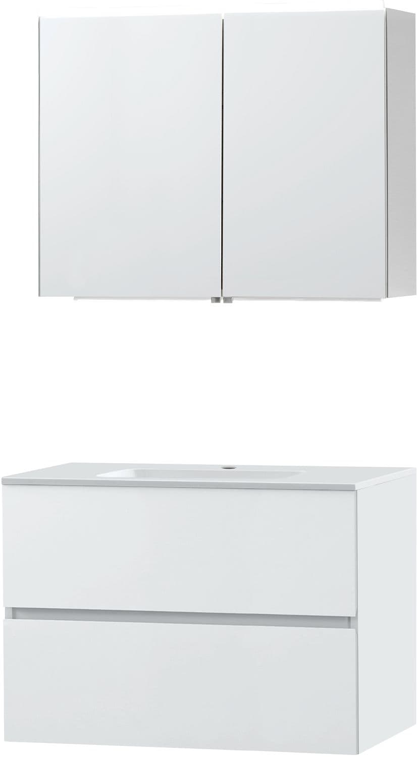 MEUBLE MOLTO POUDRE BLANC 90 MARBRE SYNTHETIQUE ARMOIRE TOILETTE