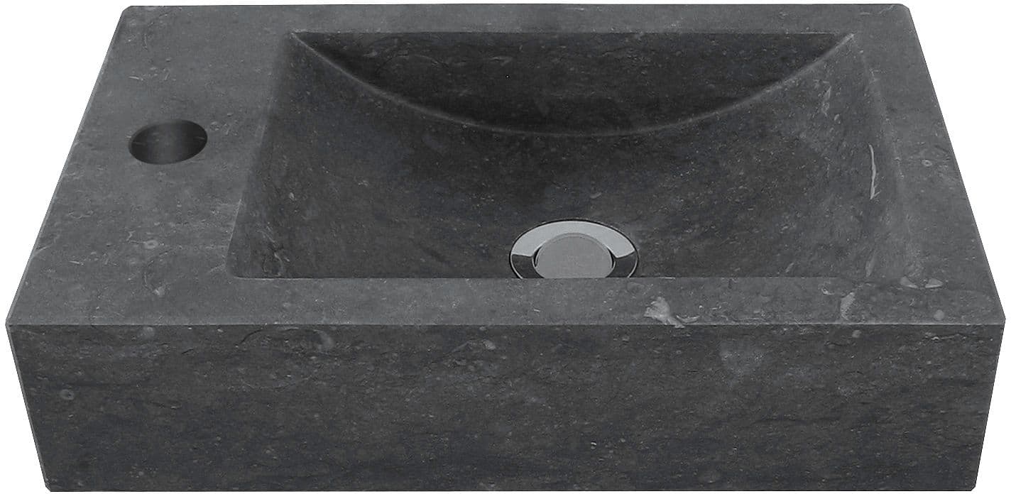 LAVE-MAINS MANO PLUS AVEC SUSPENSION + CREPINE 40CM PIERRE BLEUE + TROU ROBINET GAUCHE