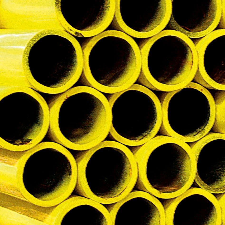 TUBE P.GAZ ACIER ISOFORTE EN10255H JAUNE POUR FILLET 4/4"-DN25 33,7MM-4,0MM RAL 1018 LONGUEUR 6M