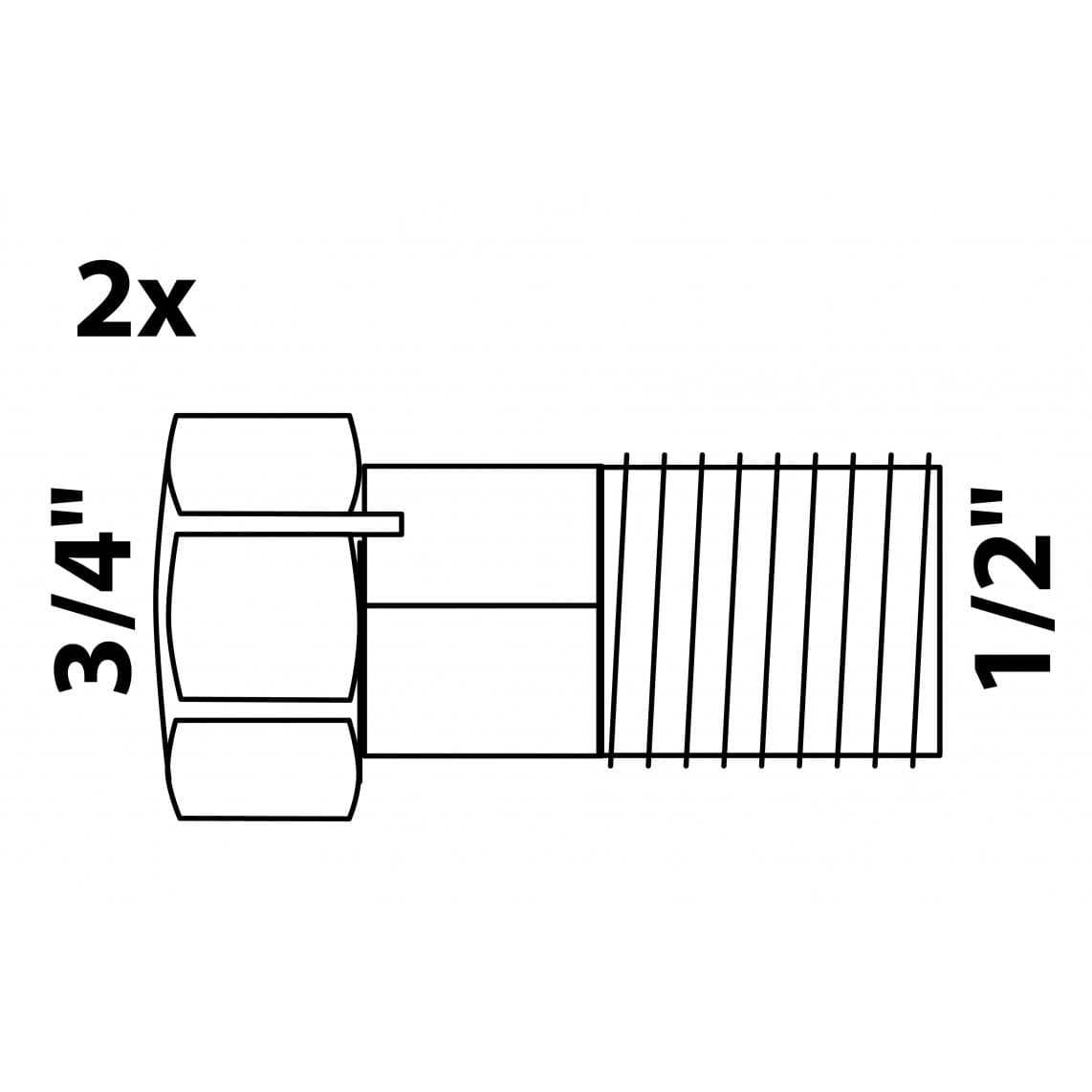98858231 raccord à visser pour compteur d'eau, 3/4" F x 1/2" M (2x)