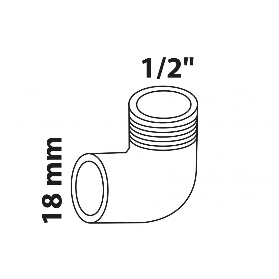 989212017 BR coude 90°, vierge, 18 mm x 1/2" M, 1 manchon (4092g)
