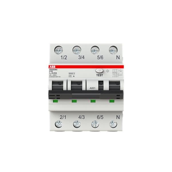Disjoncteur différentiel 3 pôles + N, courbe C, 10A, 30mA, 6kA type A
