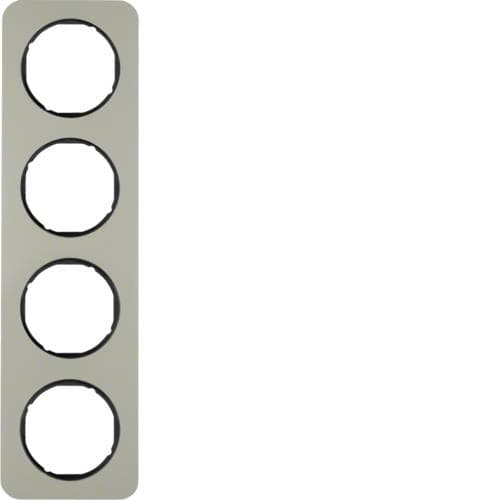 Plaque de recouvrement 4 postes Berker R.1 Inox / Noir