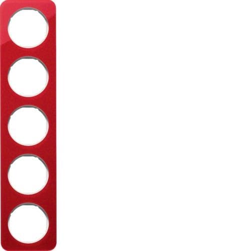 Plaque de recouvrement 5 postes R.1 acryl Rouge transparent / Blanc polaire