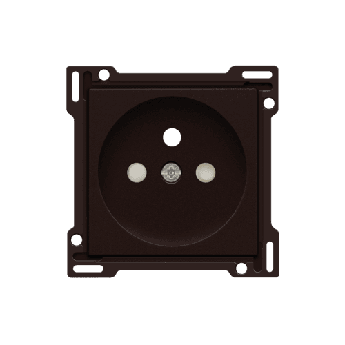 Set de finition pour prise de courant avec broche de terre et obturateurs de protection, profondeur d’encastrement de 28,5 mm, couleur dark brown coated