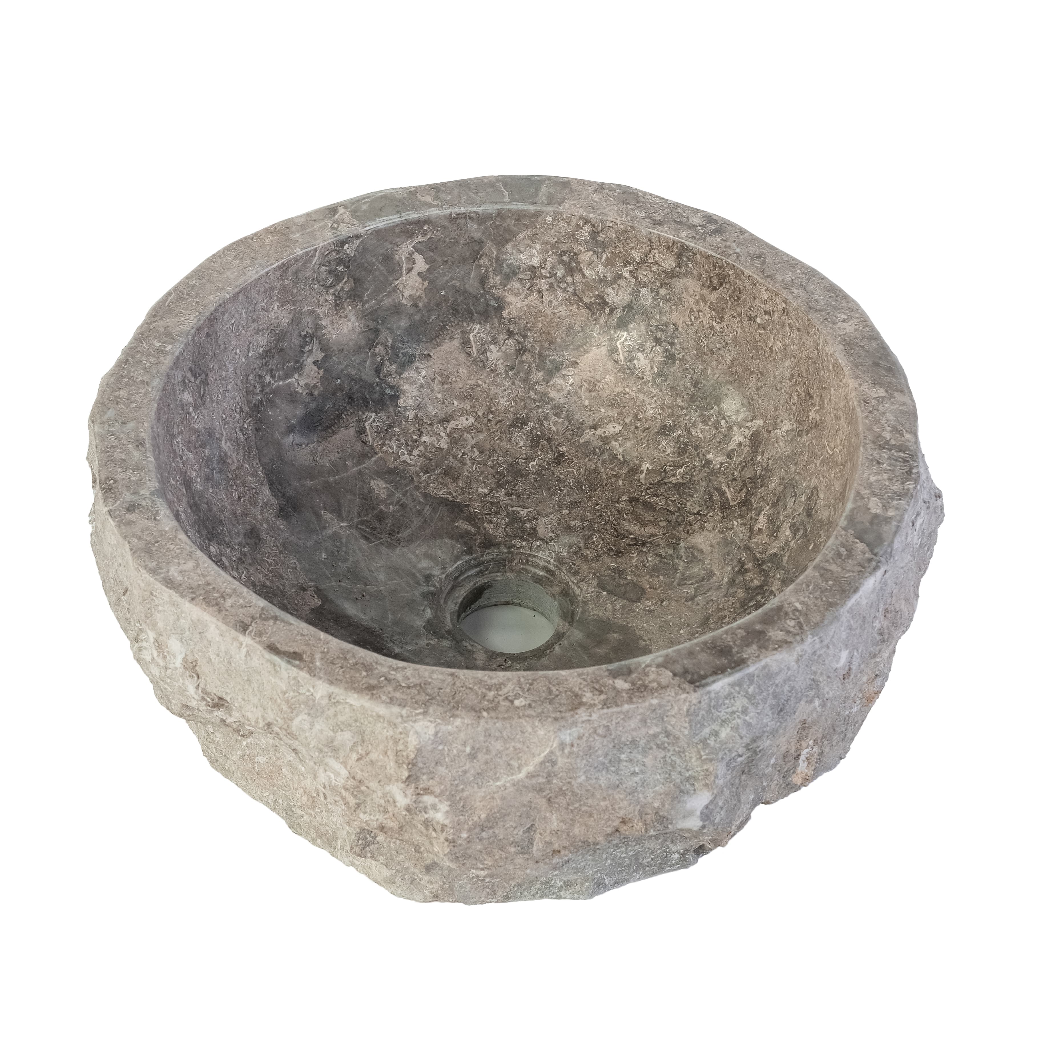 VASQUE EN MARBRE NATURELLE ÉRODÉ - GRIS 30-35x15CM