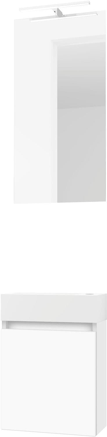 LAVE-MAINS FORM MINI MARBRE DE SYNTHESE/ 1 PORT/MIROIR/LUMIERE LED BLANC