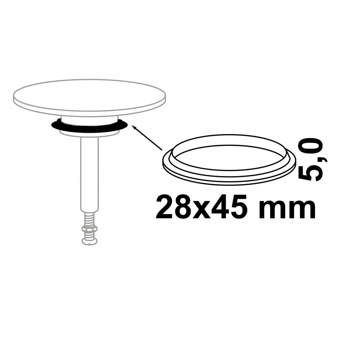 98696159 lipafdichting, Silicone, 28 x 45 x 5 mm, voor Afvoerventielen voor badkuipen