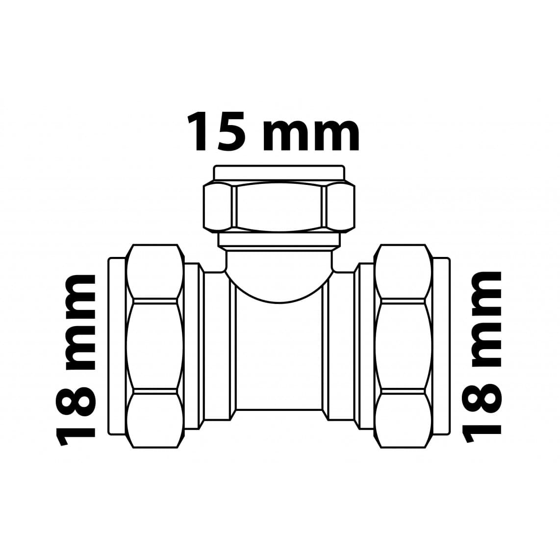 989453517 LT Té de réduction, vierge, 18 mm x 15 mm x 18 mm, raccord à serrer pour tube en cuivre