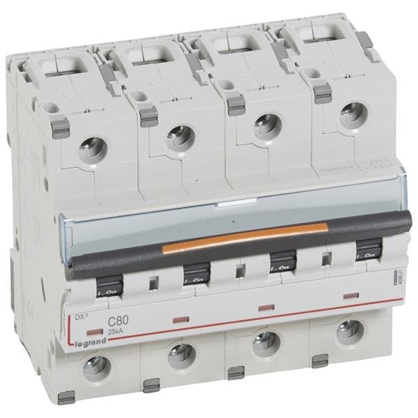 Disjoncteur DX³ 4 pôles courbe C 80A 400V - 25kA - 6 modules