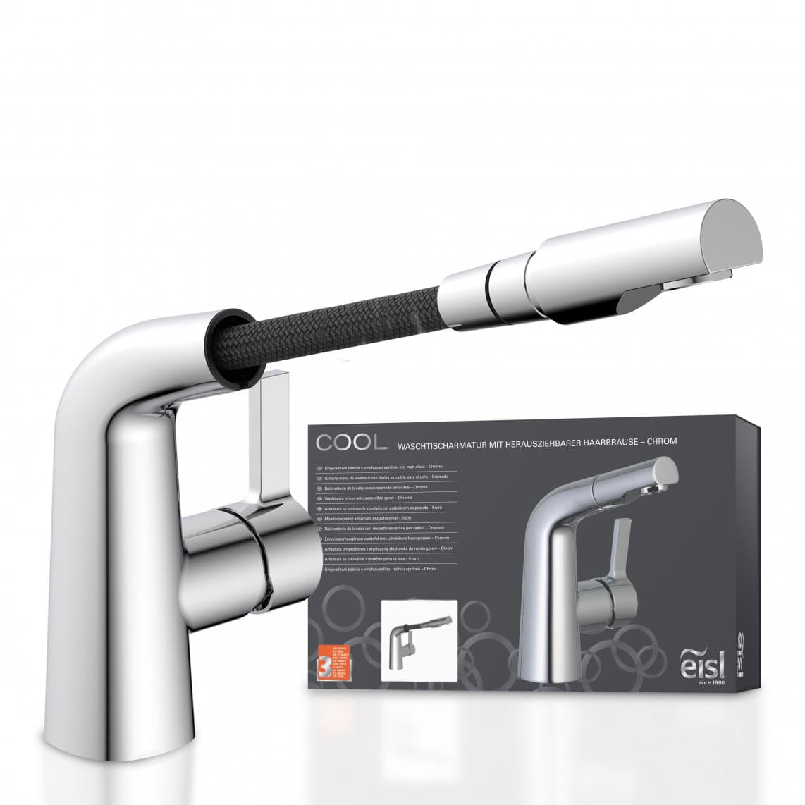 NI075COCR COOL Mitigeur lavabo, chromé, avec douchette à cheveux extractible
