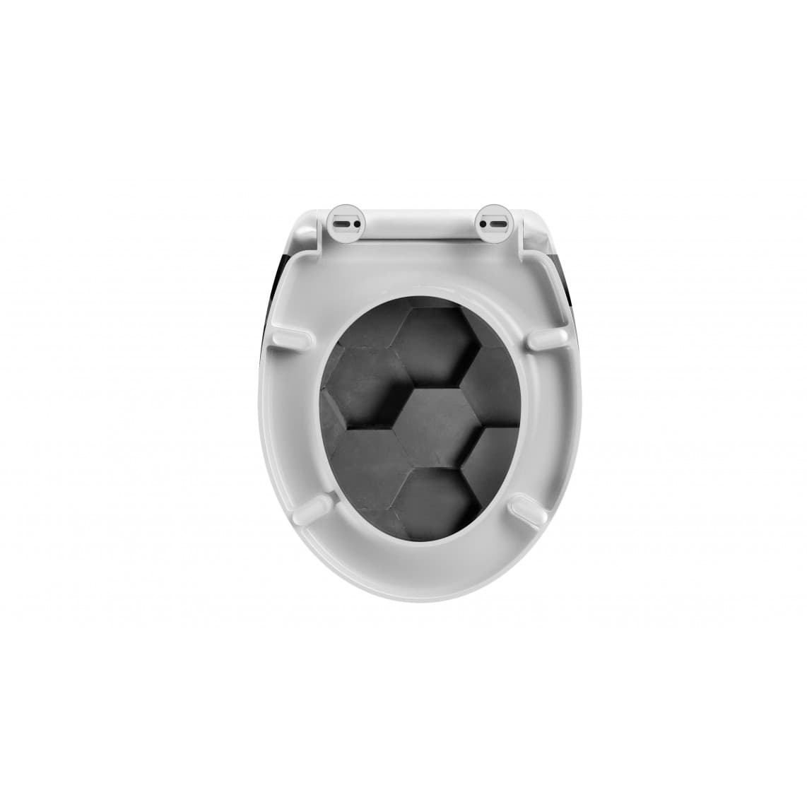 82392 abattant WC en Duroplast GREY HEXAGONS, avec frein de chute et déclipsable