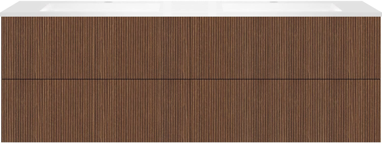 SOUS MEUBLE COFFEE 4 TIROIRS 180 DUO NOYER SMARTLINE +DOUBLE LAVABO BLANC MAT