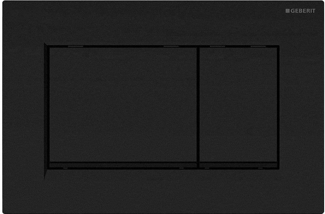 PLAQUE DE COMMANDE 2 TOUCHES SIGMA20 CARRE GEBERIT NOIR MAT-NOIR AVEC BANDES DESIGN EN NOIRES