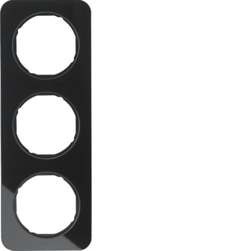 Plaque de recouvrement 3 postes Berker R.1 Verre, Noir