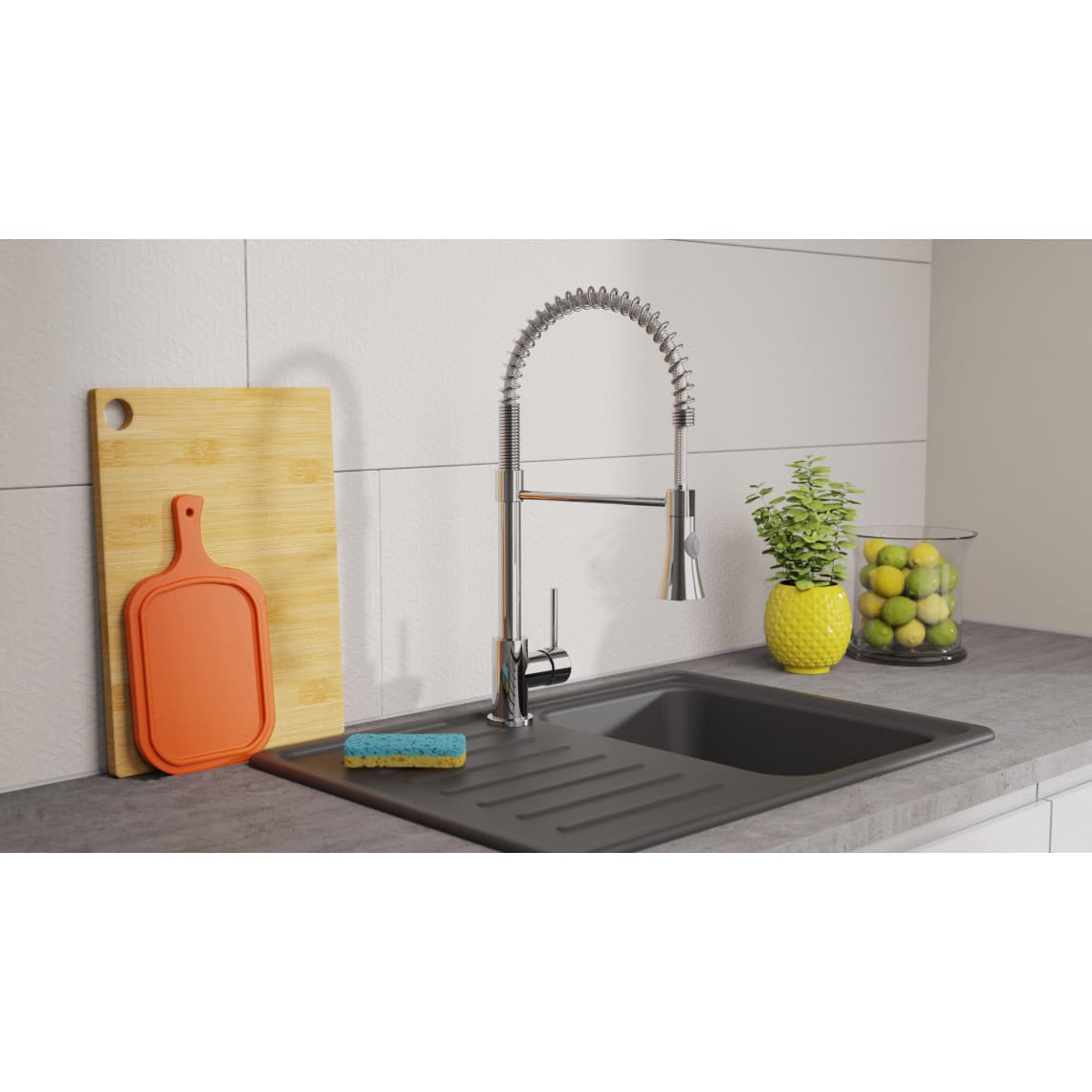 NI183ESCR-PR LEON Sink mixer, chrome, with pull-out sprayer