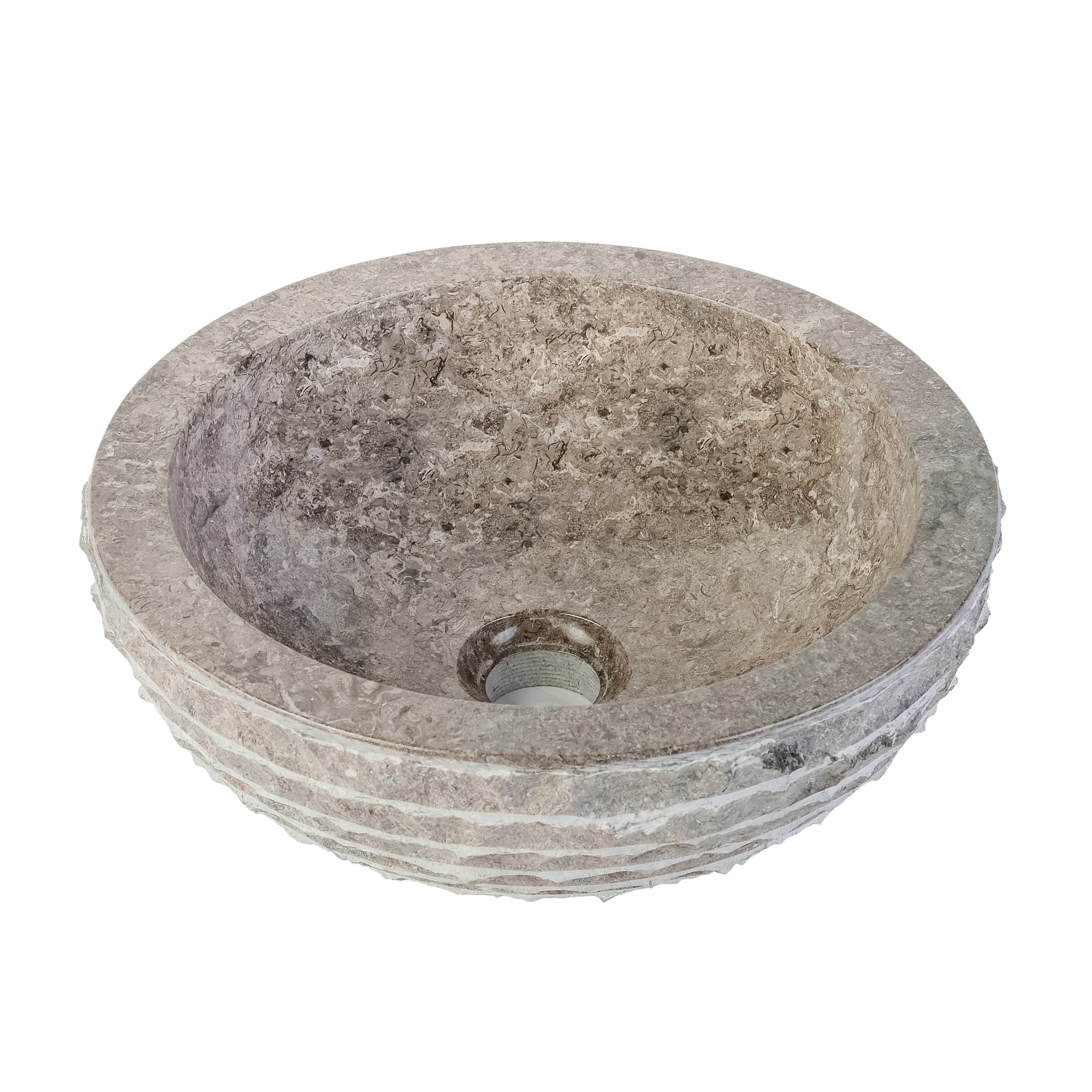 VASQUE EN MARBRE ALUR AVEC INTÉRIEUR POLI - GRIS 35X15CM