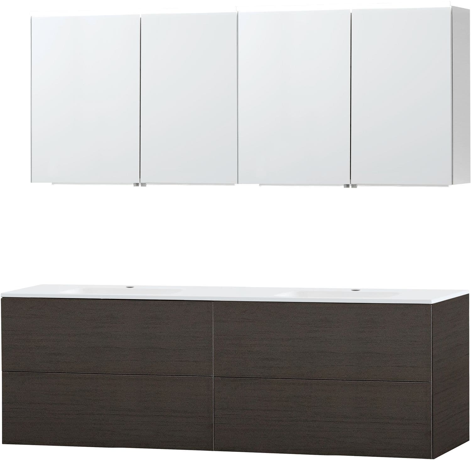 MEUBLE PURO DUO WENGE 180 MARBRE SYNTHETIQUE ARMOIRE TOILLETTE