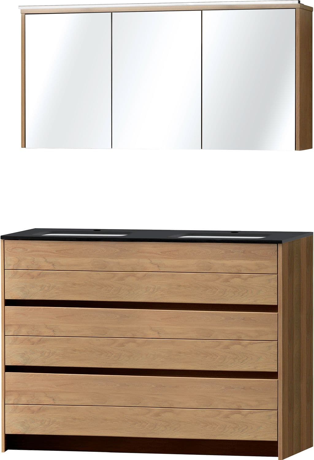 MEUBLE MOLTO SOL CHENE MASSIF DUO 140 BLEU BELGE ARMOIRE TOILETTE