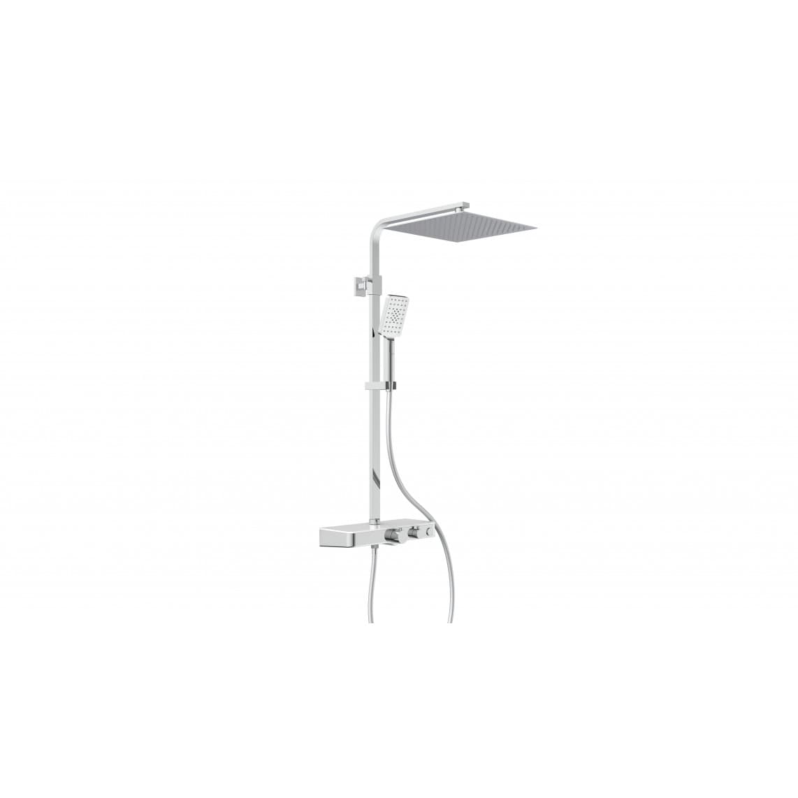 60530 OCEAN Overhead shower set, chrome/white, with thermostatic mixer, with tray