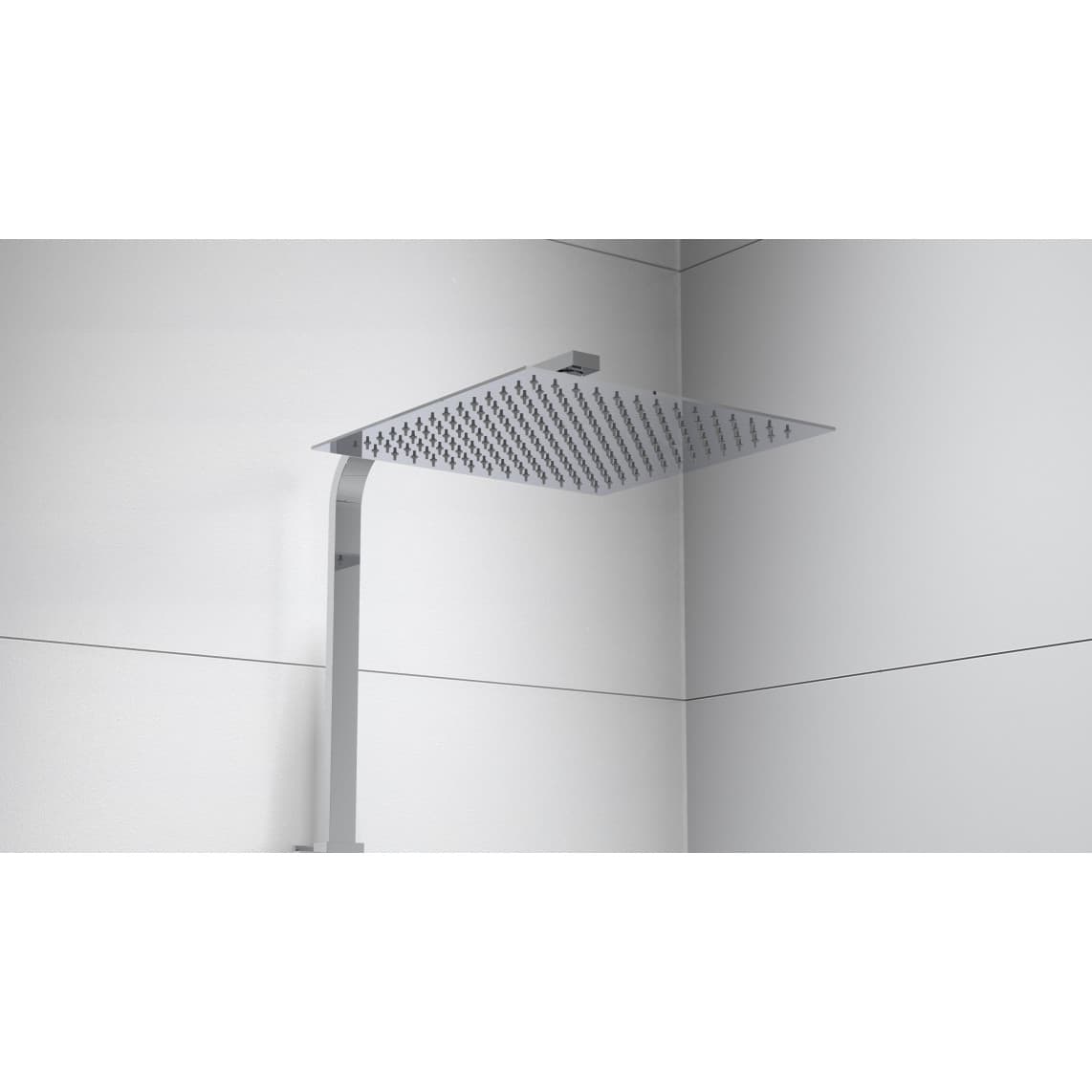 60530 OCEAN Overhead shower set, chrome/white, with thermostatic mixer, with tray