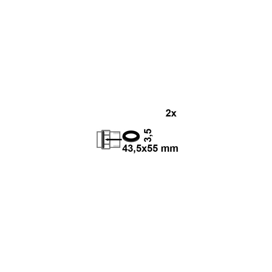 98696800 Joint de raccord, Caoutchouc, 43,5 x 55 x 3,5 mm, pour 1 1/4" (2x)